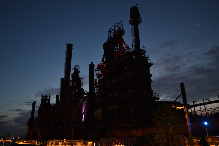 Bethlehem Steel blast furnaces at night